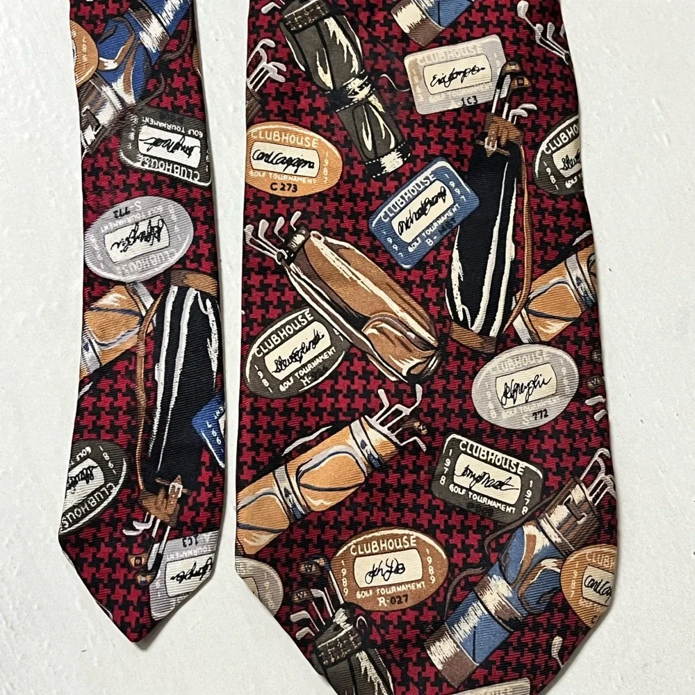 Roundtree & Yorke Golf Themed Mens Necktie Silk Novelty Tie Golf Bags Dillards